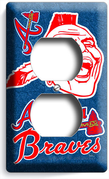 ATLANTA BRAVES MLB BASEBALL DUPLEX OUTLET PLATE SPORTS GAME ROOM GARAGE MAN CAVE