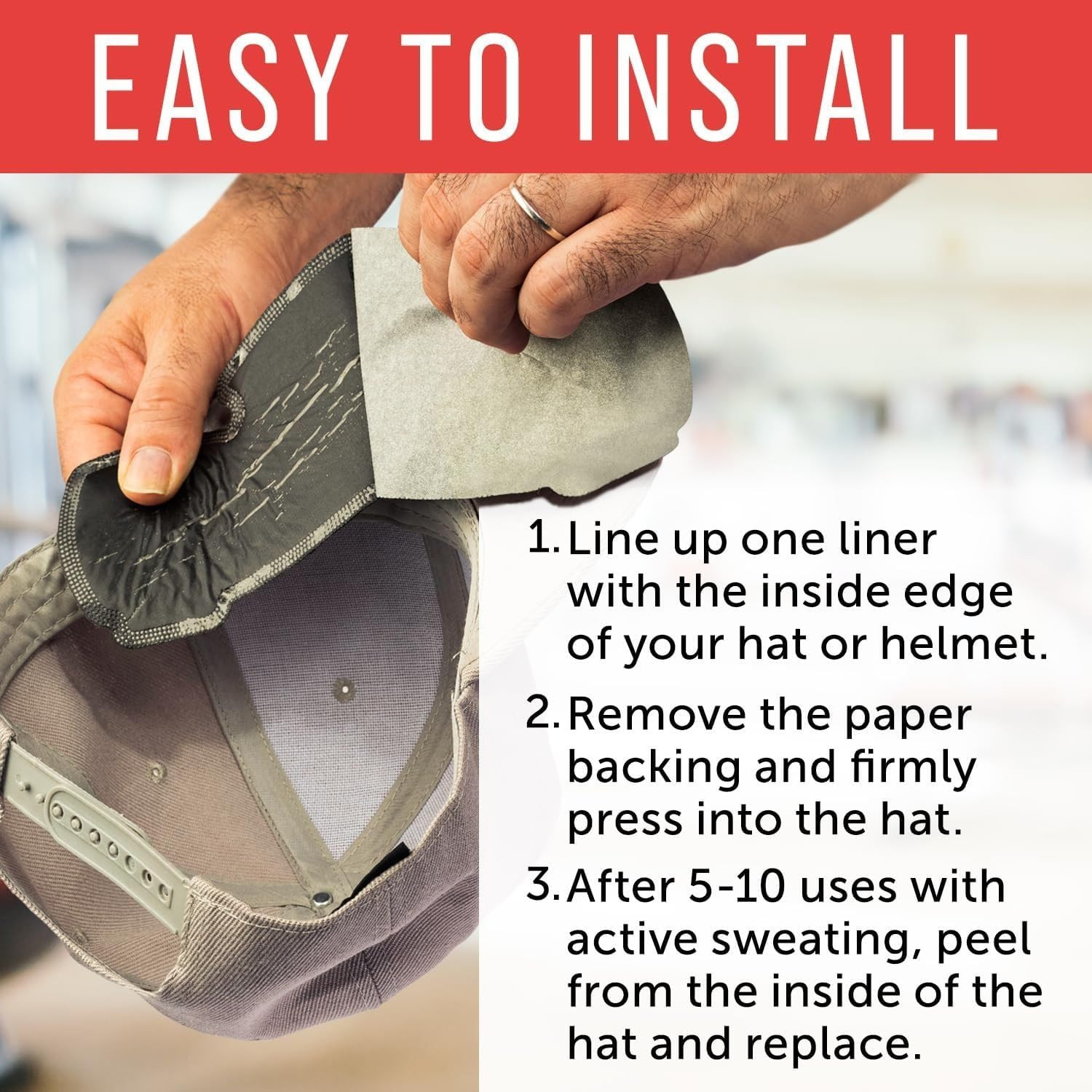 Ultra Absorbent 3-Layer Disposable Hat & Helmet Sweat Liner – Stops Stains, P...