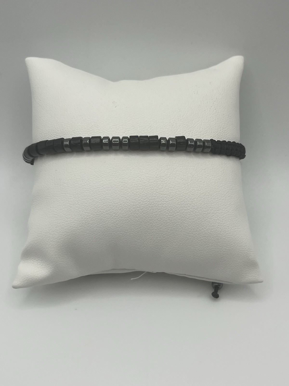 Hematite And Black Heishi Bead Friendship Bracelet