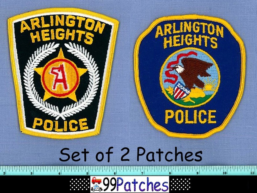 ARLINGTON HEIGHTS (2 Patches LOT OLD+) ILLINOIS Police Patch BIG RED 'A' 3F