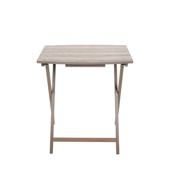 XL Oversized Rubberwood Folding TV Tray Table Rustic Gray Heavy Duty