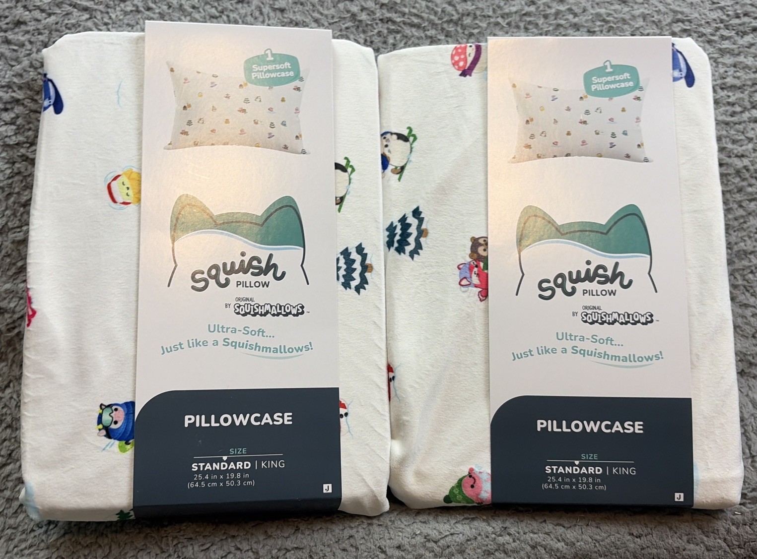2x SquishPillow Original Squishmallows Standard Pillowcase Best in Snow White