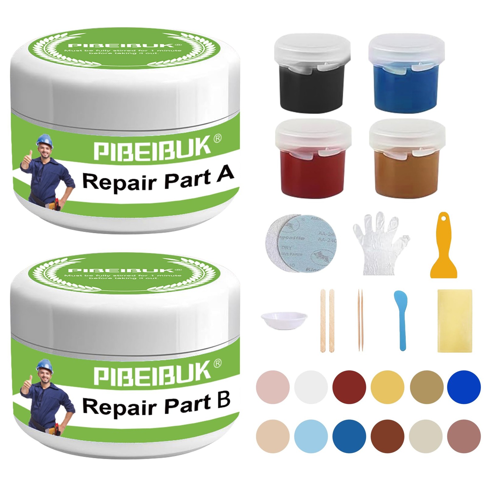 Surface Repair Kit for Tubs, Tiles, Black, Brown, Maroon, Blue, Gray, White