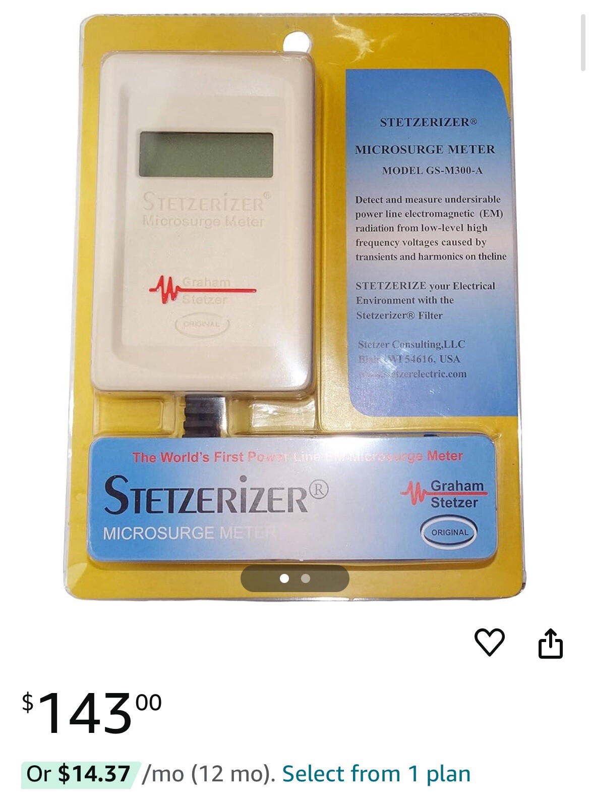 Stetzerizer Microsurge Meter for Measuring Dirty Electricity - EMF Safety Zone