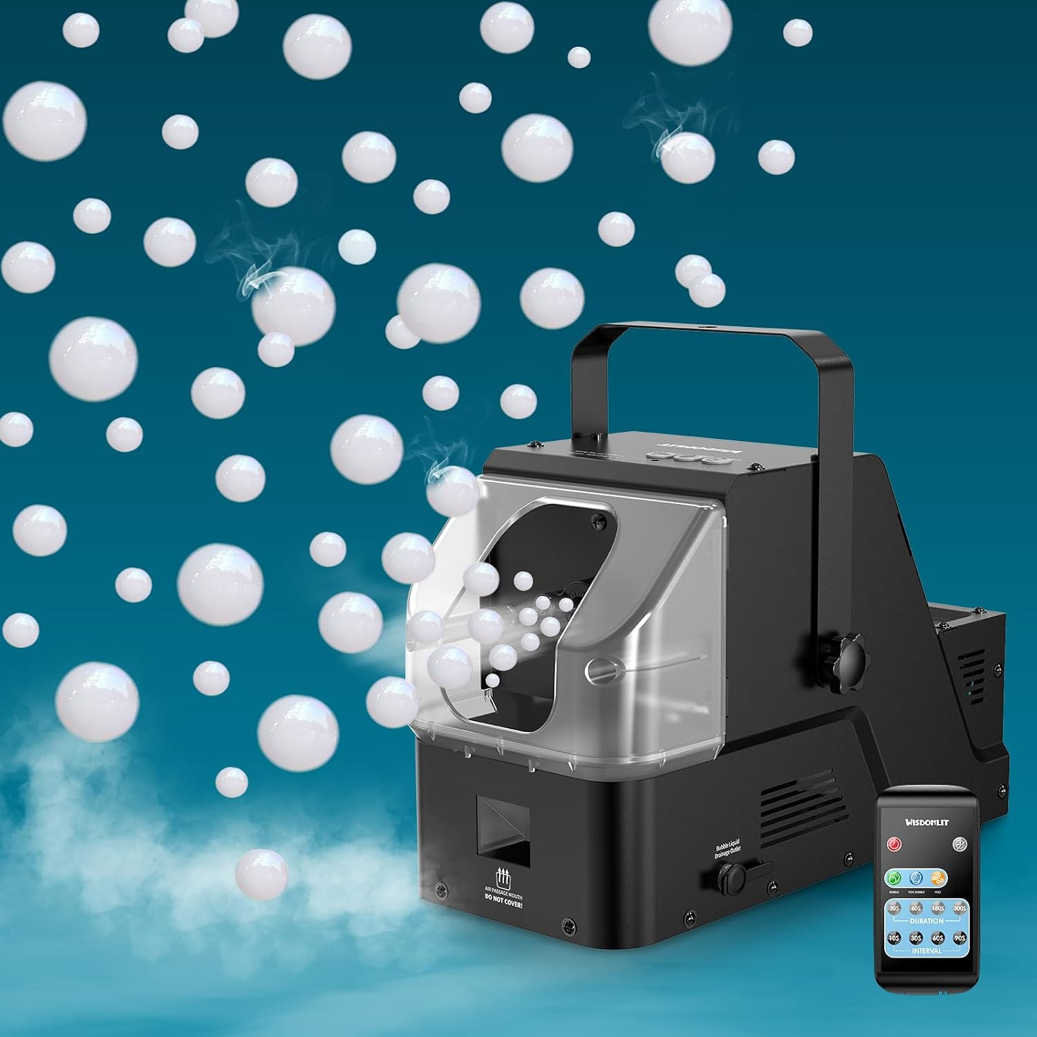 Wisdomlit Fog Bubble Machine, 3-In-1 Smoke Bubble Machine, 450W Bubble Fog Machi