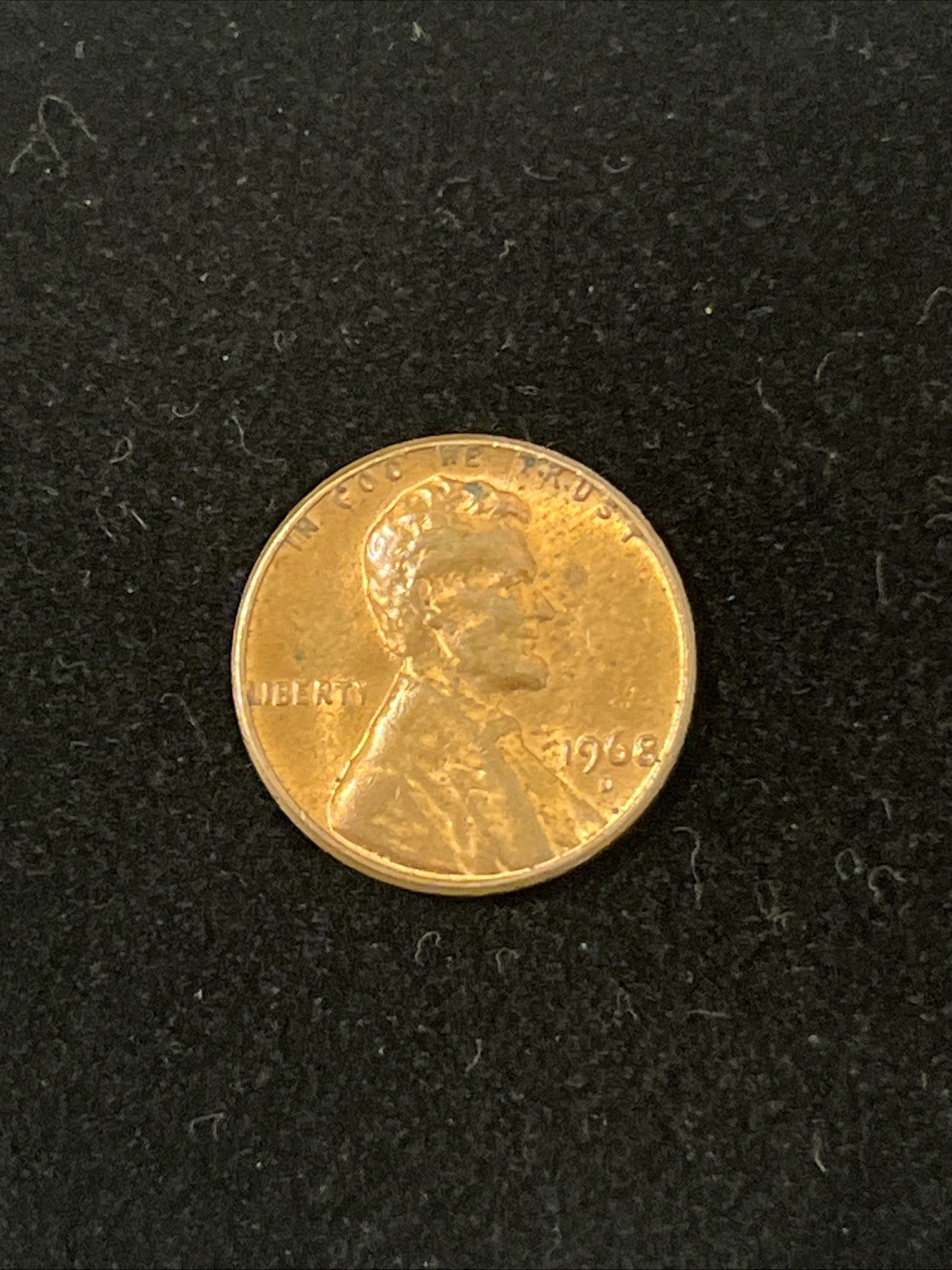 1968 Penny DDO Ear Error D Mint In God We Trust On Rim