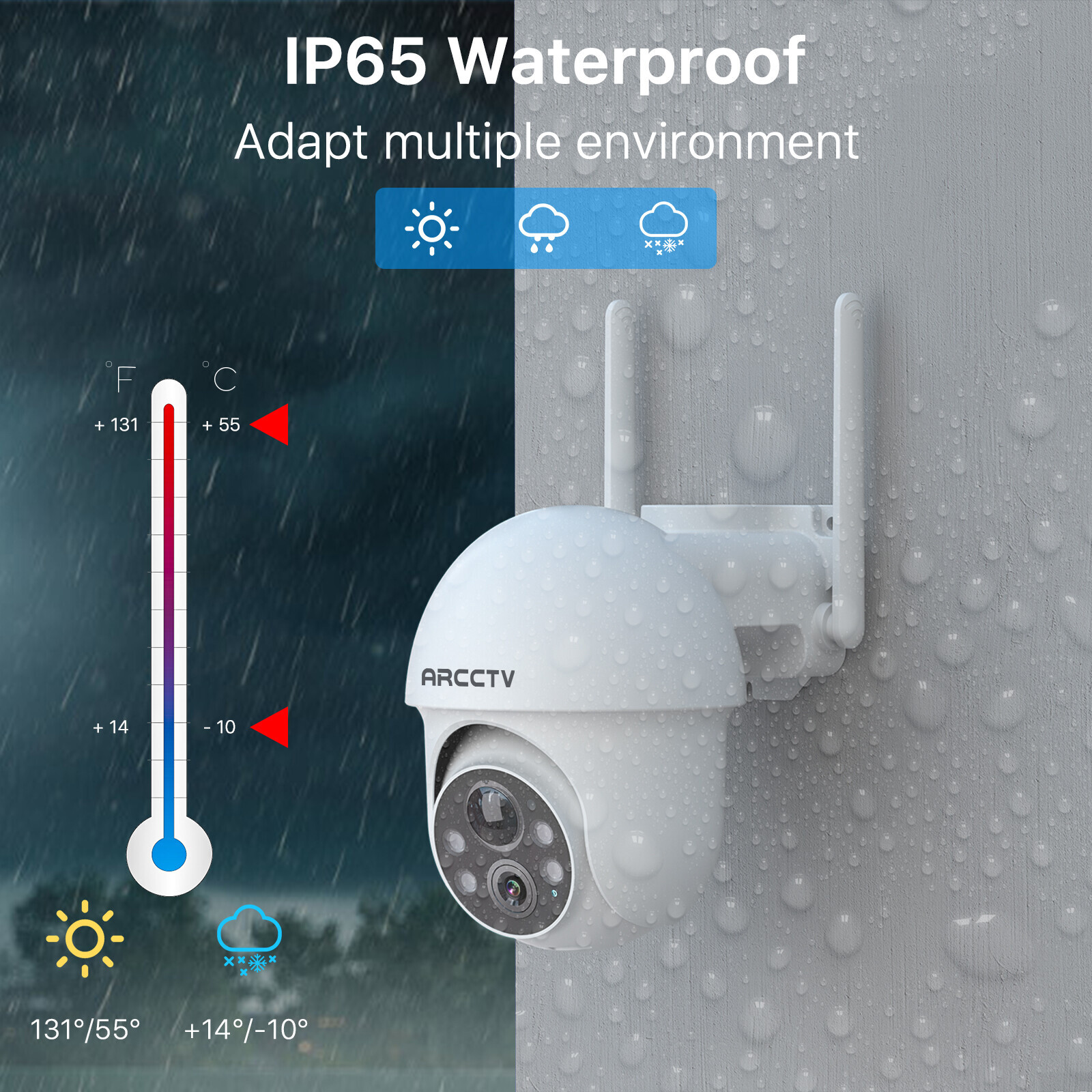 ARCCTV Solar 3MP Security Camera 2.4/5Ghz Wifi 360° PTZ Wireless 2Pack