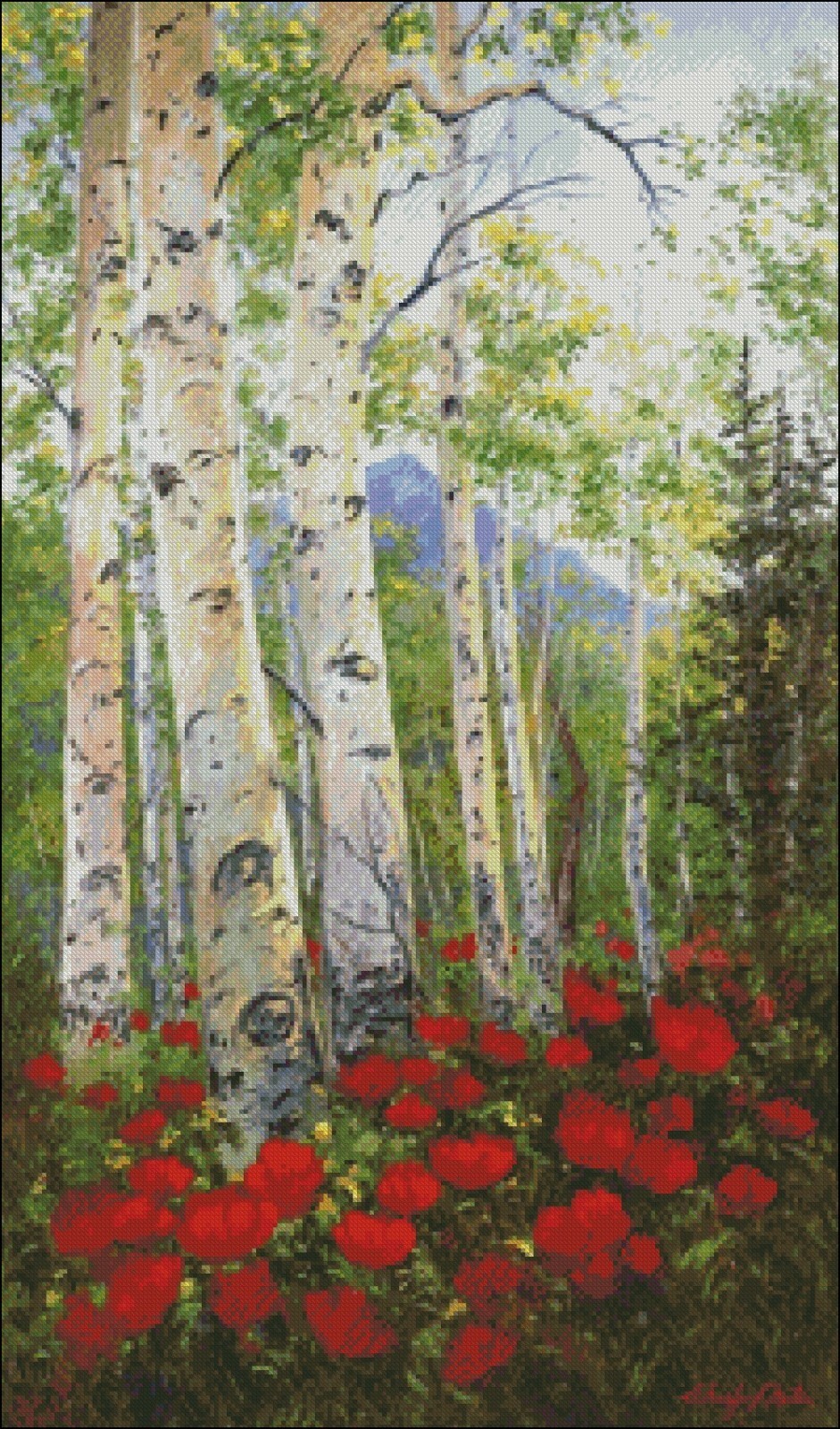 Chart Needlework DIY - Counted Cross Stitch Patterns - Aspen Poppies Delight