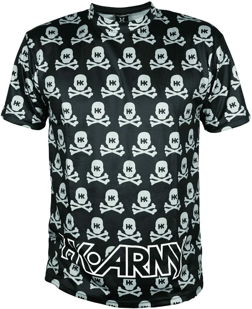 Paintball HK Army DryFit Graphic Tshirt - All Over Gray Skulls w/ Black - Small