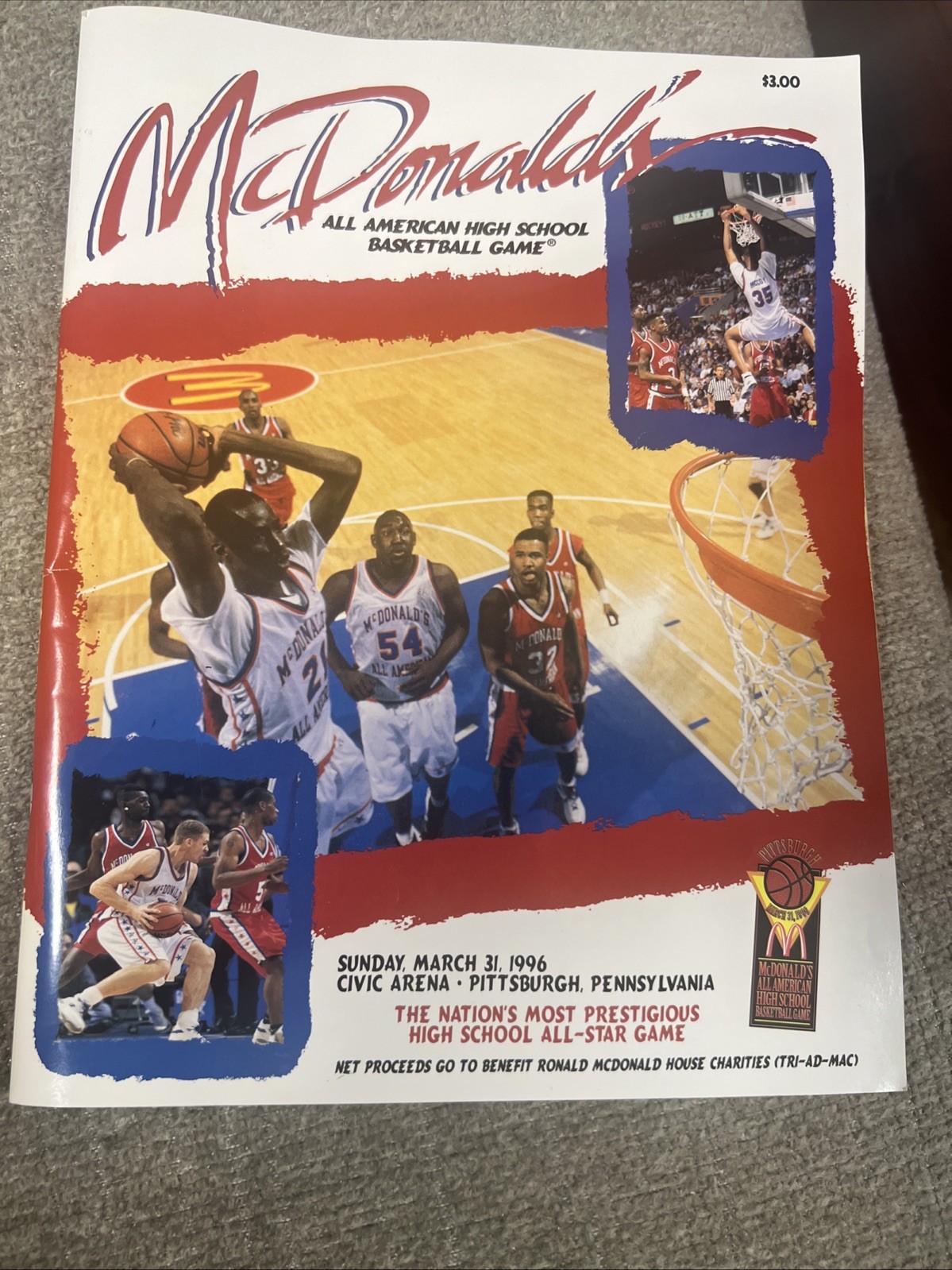 1996 McDonalds All American High School Game Program Kobe Bryant