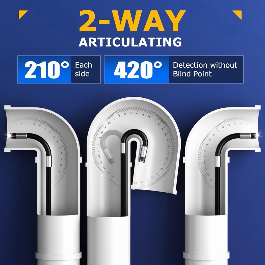 Two-Way Articulating Borescope with Light, UJOYOK Industrial Endoscope (NEW)