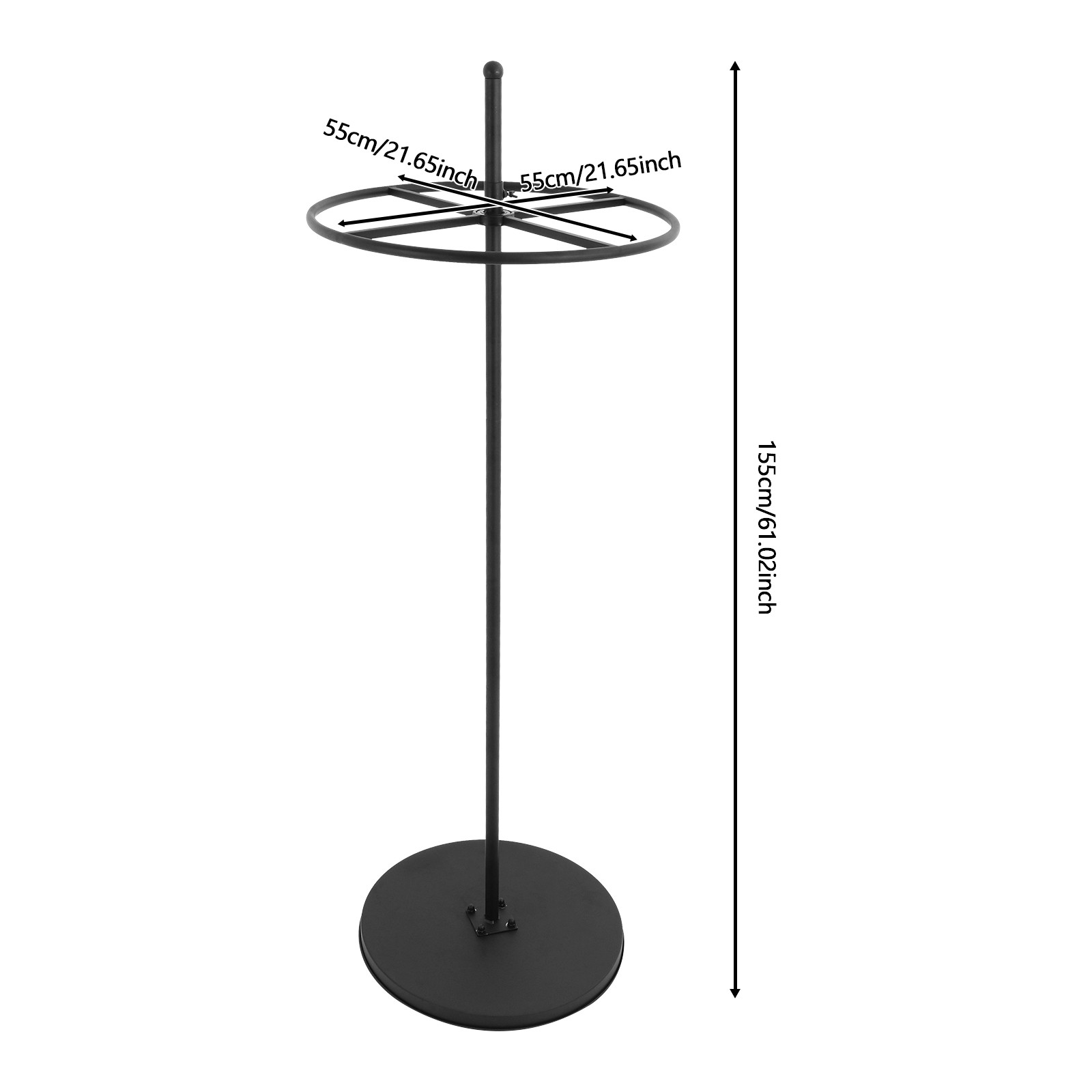 Steel Floor Standing Clothing Display Stand Black Modern Round Garment Rack