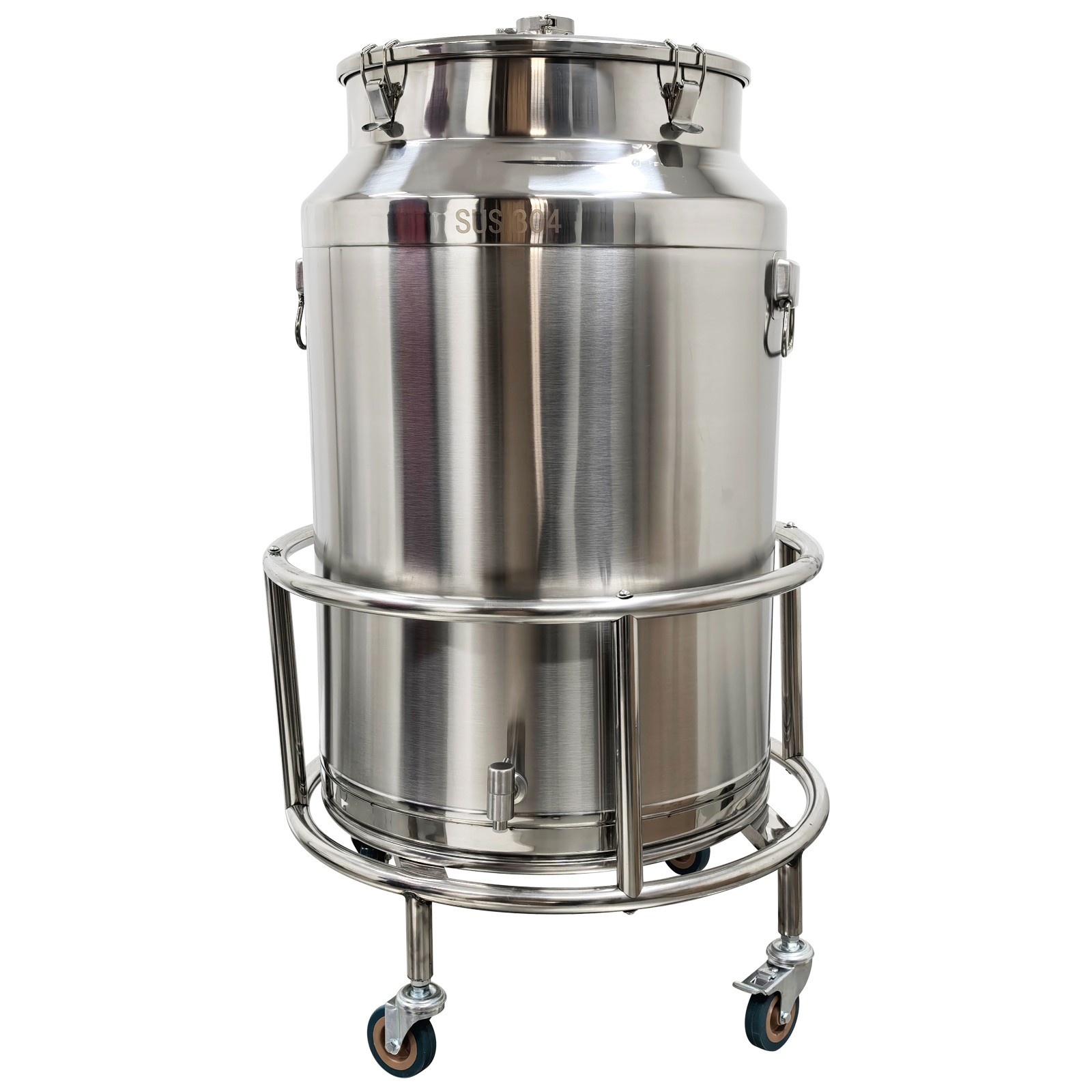 125L 304 Stainless Steel Fermentation Tank with Spigot Rolling Cart Food Grade f