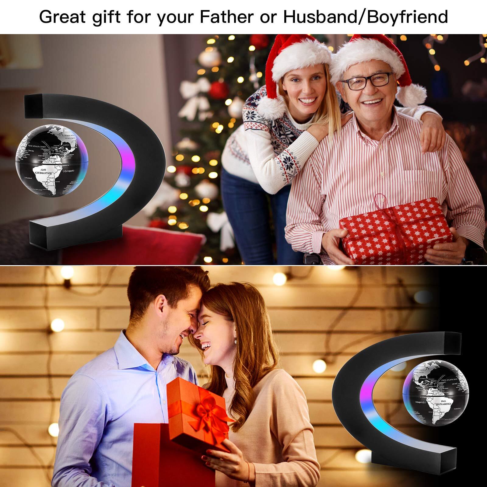 Magnetic Levitation Floating World Map Globe with C Shape Base, Floating Glob...