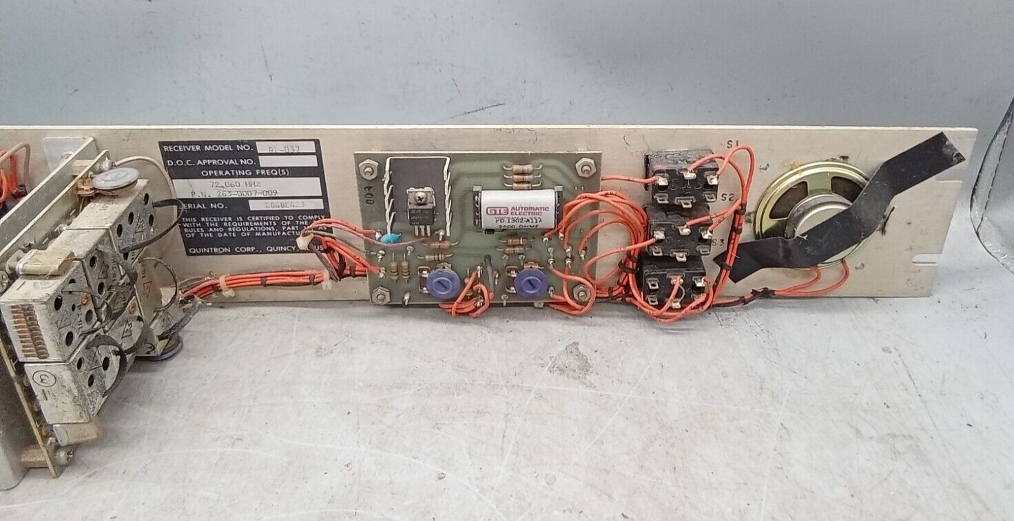 QUINTRON CORP MODEL - 037 LINK RECERVER 72.060 MHZ