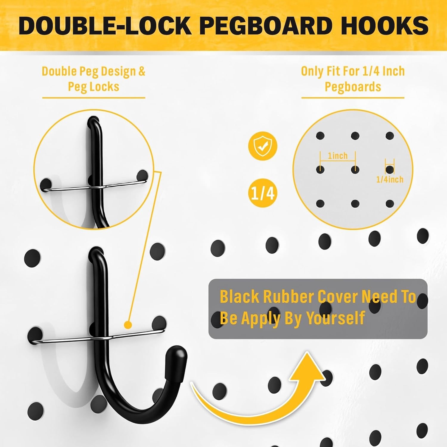 Heavy Duty Black Pegboard Hooks Set