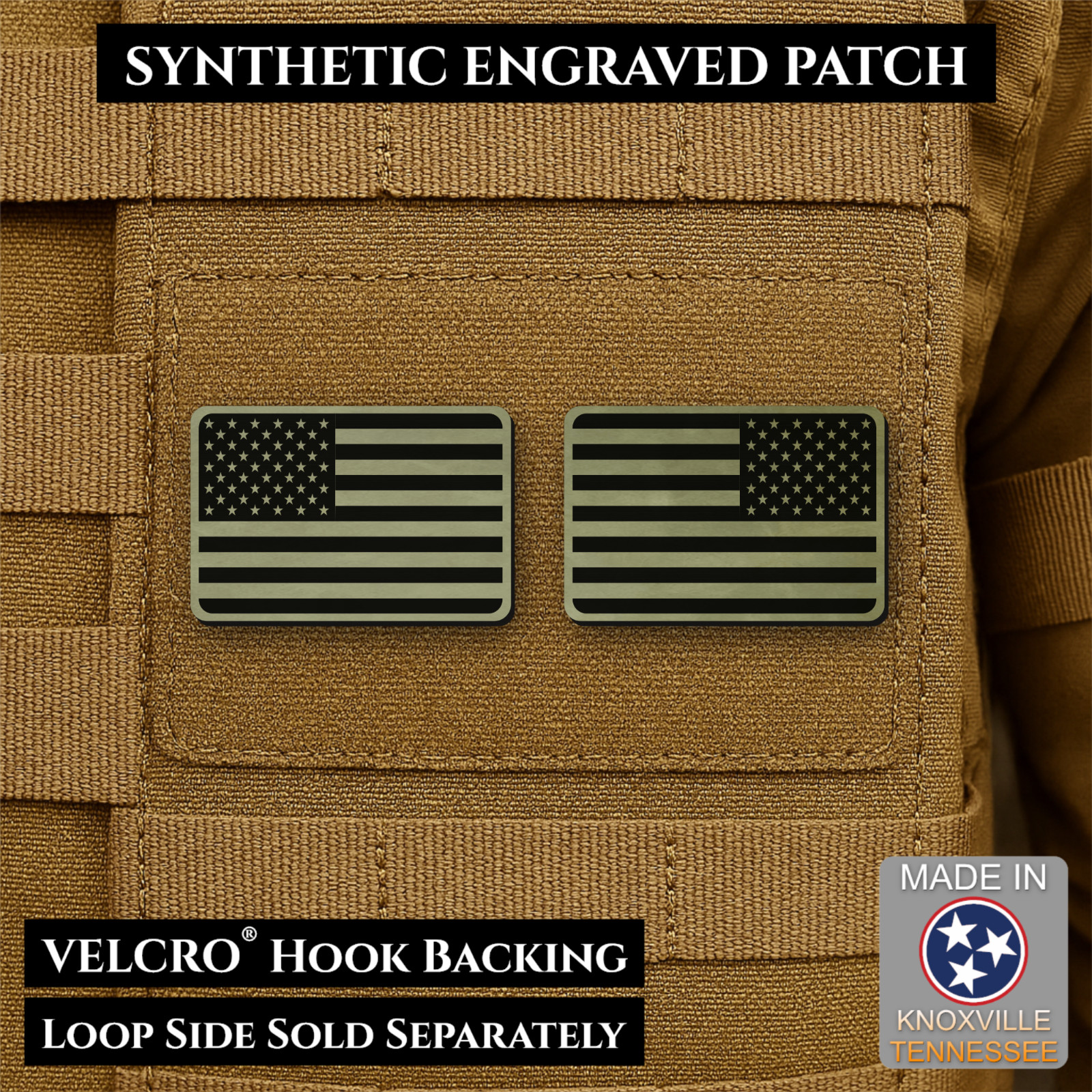 Set of 2 Tactical American Flag Mini Patches  1" X 1.5" | VELCRO® Brand Fastener