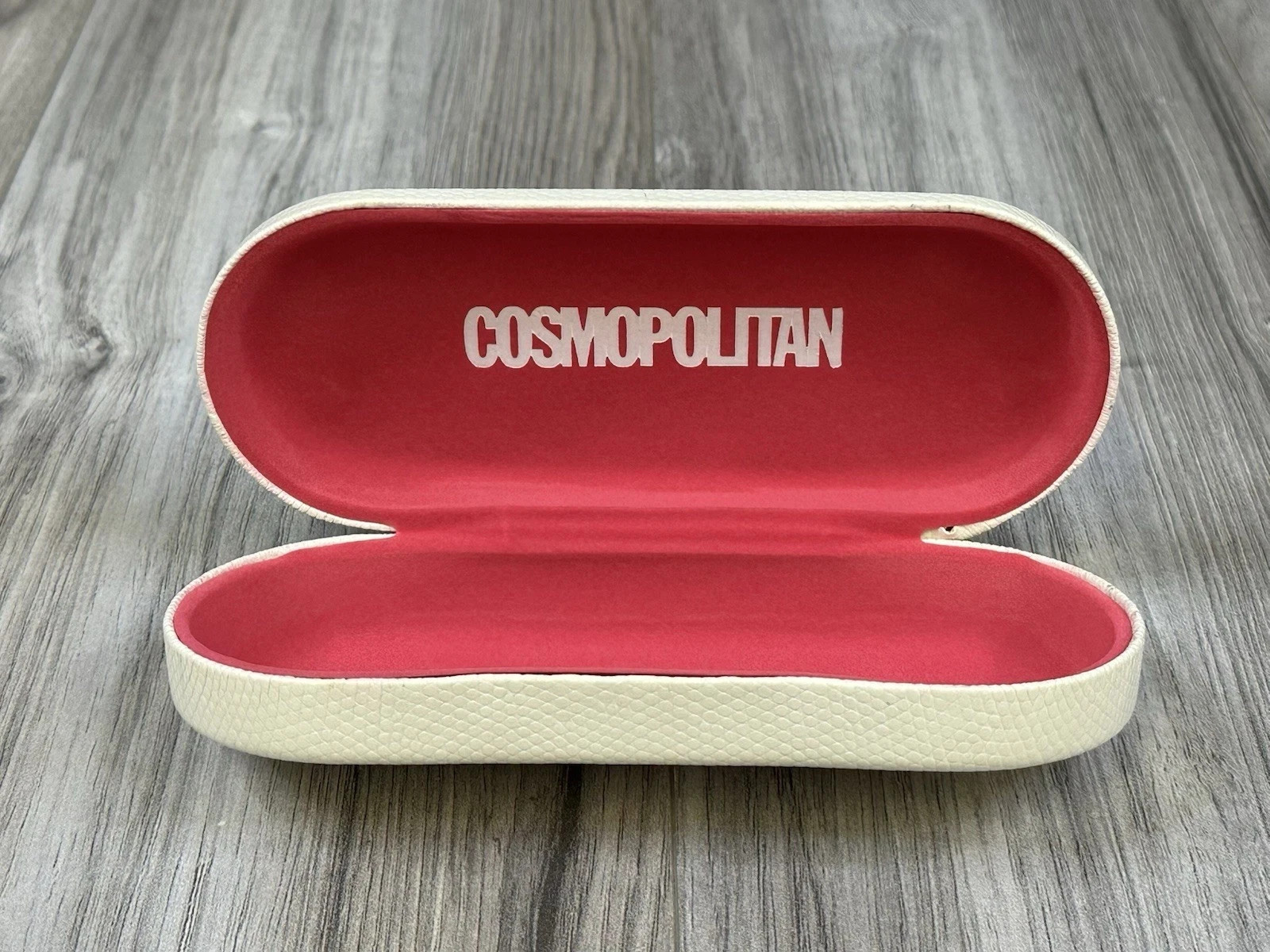 Cosmopolitan White Clamshell Glasses Case Pink Interior Eye Protective Case NEW