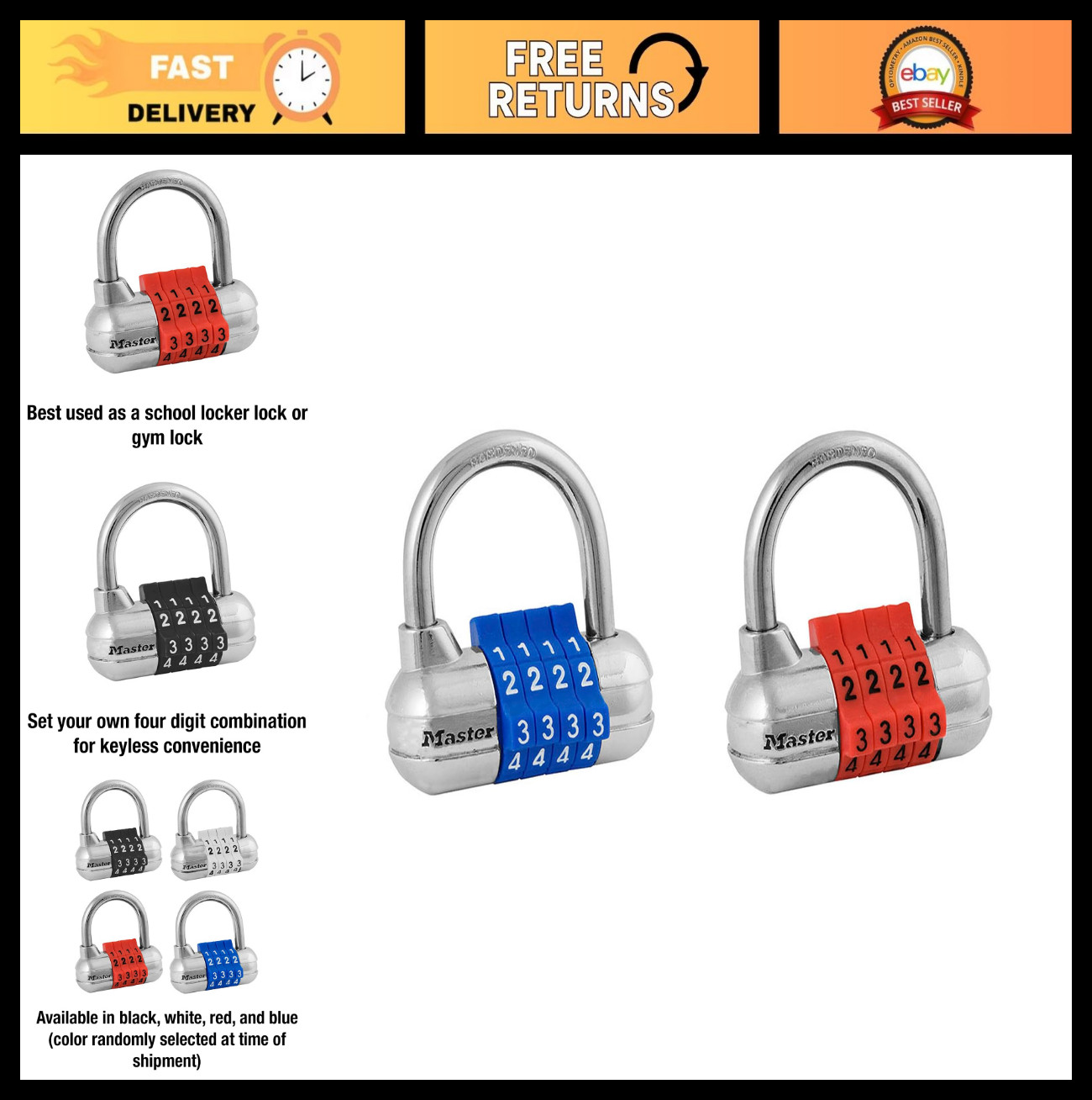 Combination Padlock Set - Adjustable Gym Locker Locks, Secure Indoor Valuables,