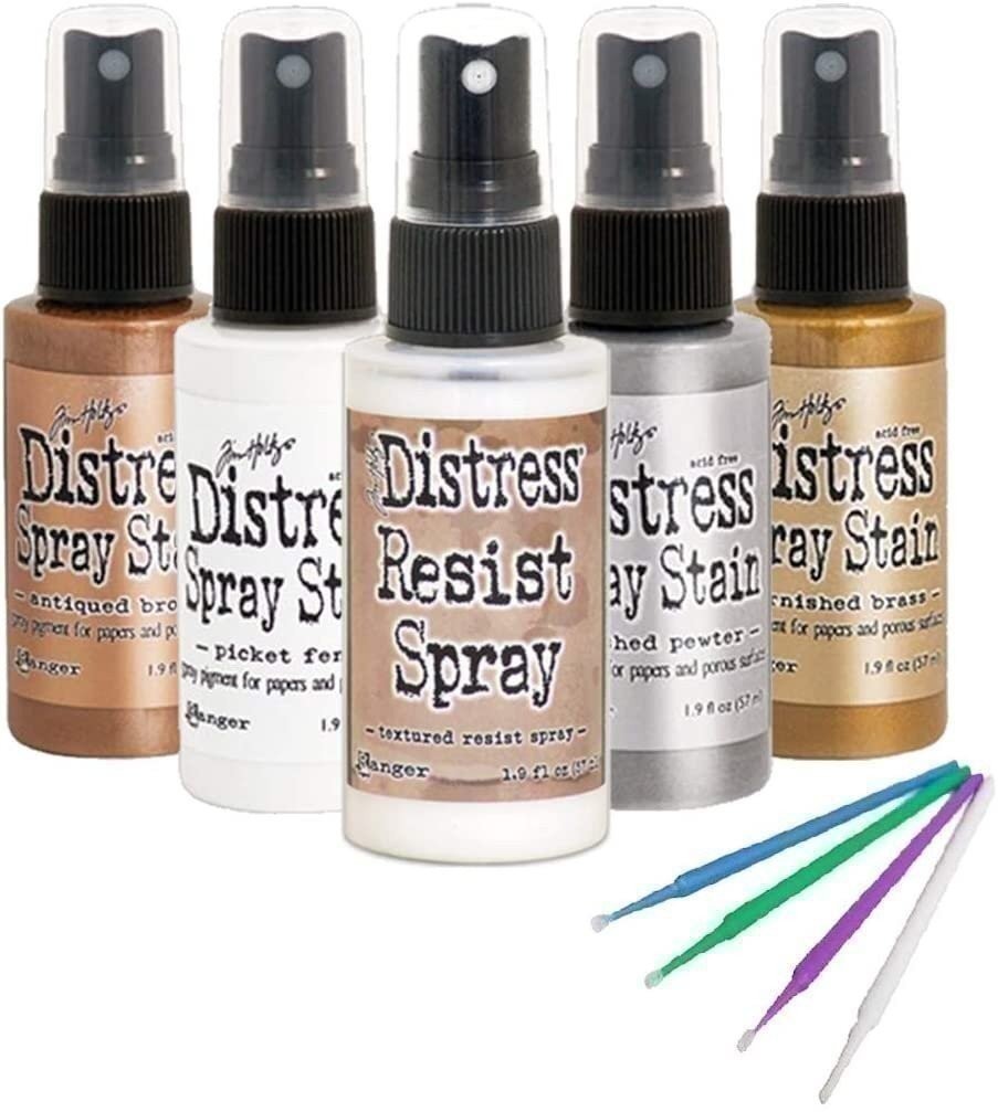 Ranger Tim Holtz Bundle Metallics Distress Spray Stains and Distress Resist -