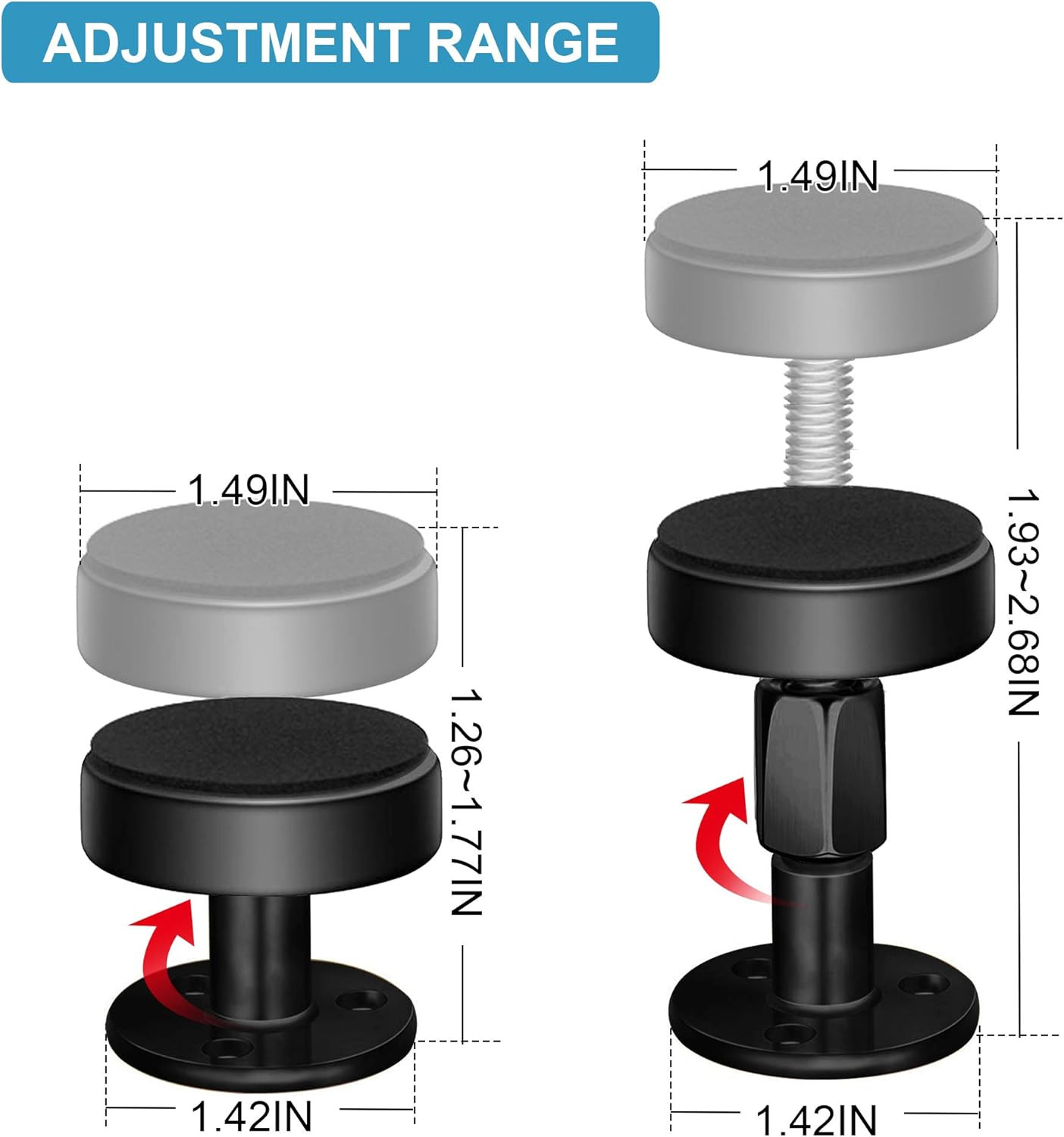 2PCS Black Adjustable Bed Frame Anti-Shake Tool, Headboard Stoppers with Free Fu