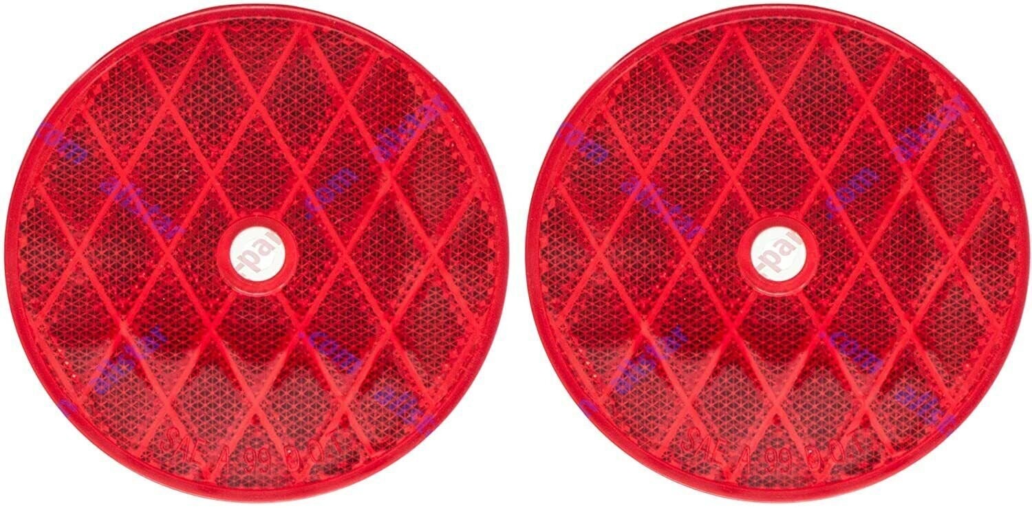 Red Class A 3-3/16" Round Reflector with Center Mounting Hole  2x 10x 25x