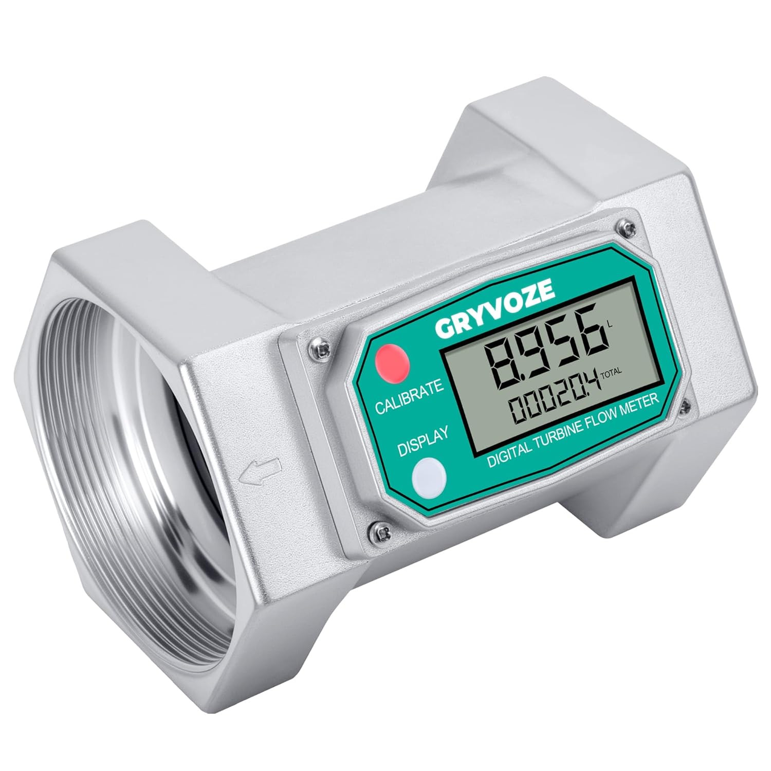 3 Inch Turbine Flow Meter 21-264 GPM Inline Flowmeter 180° LCD Display High Accu