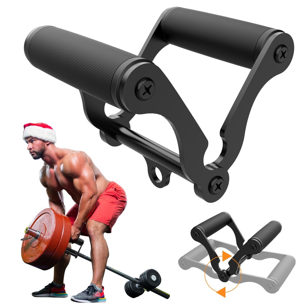 V Bar T-Bar Row Landmine Handle Attachment for Barbell Bars, Solid Mine Double D