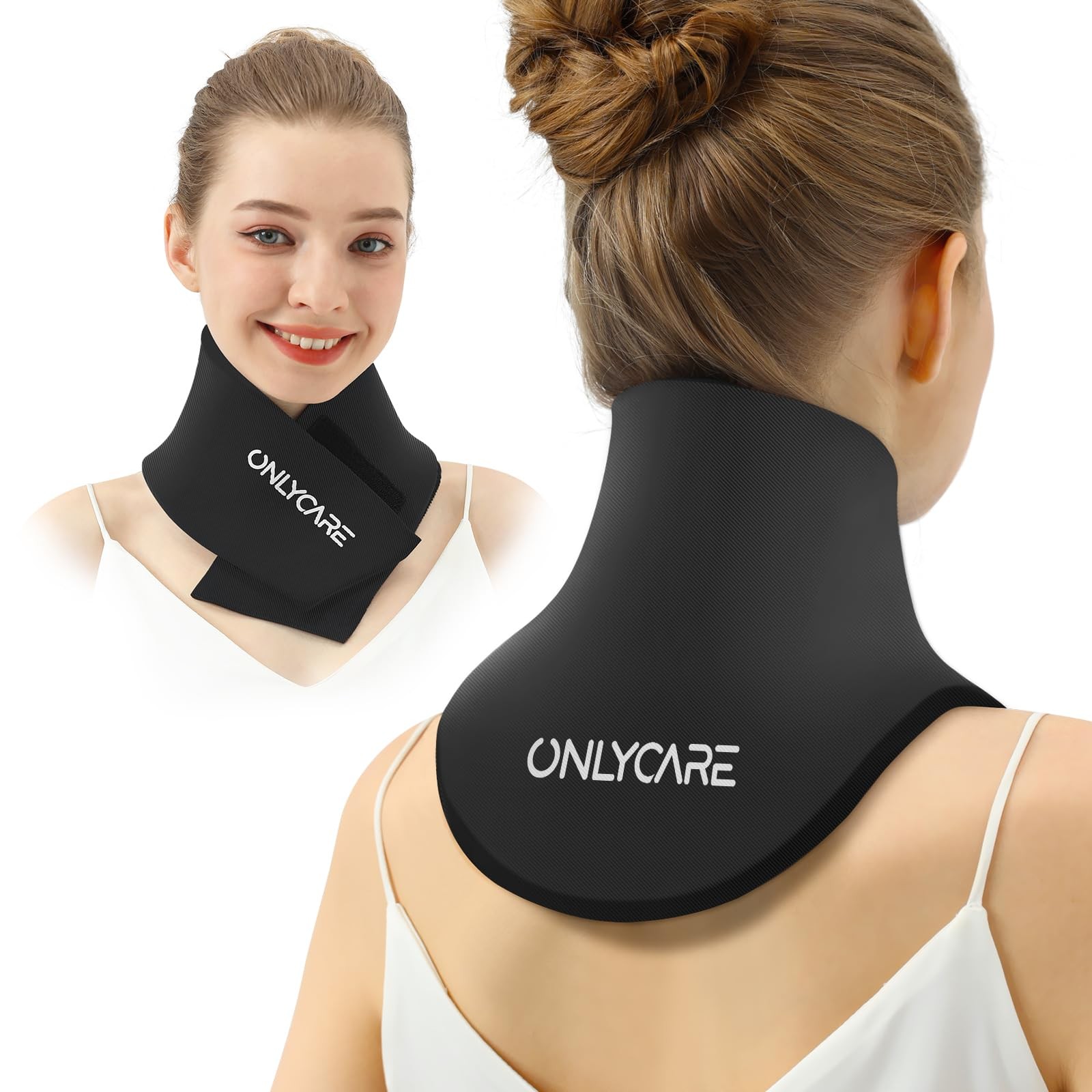 ONLYCARE Neck Ice Pack Wrap Gel - Upgraded Packs for Reusable, Black