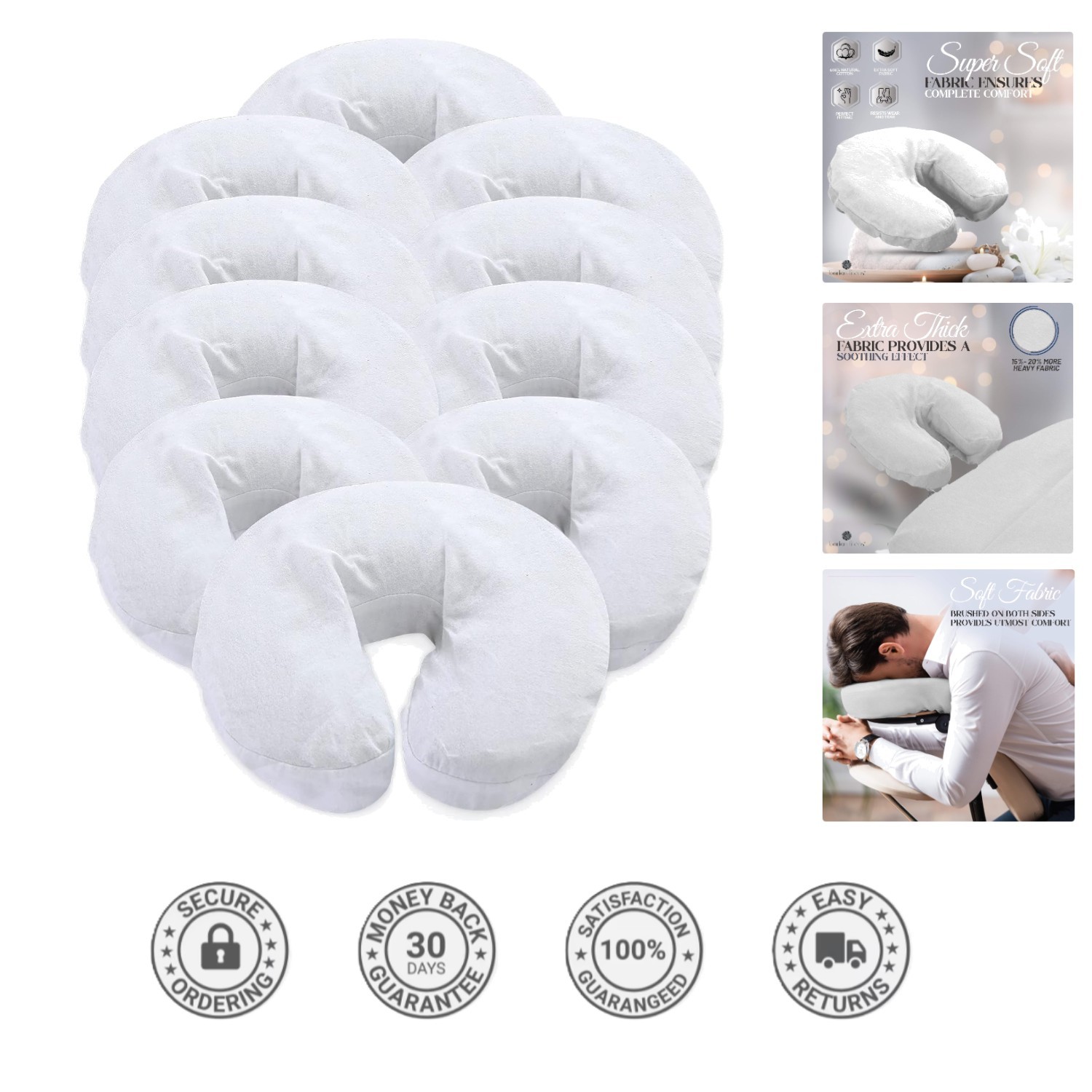 Pack of 10  Extra Thick 100% Cotton Flannel Massage Table Covers White
