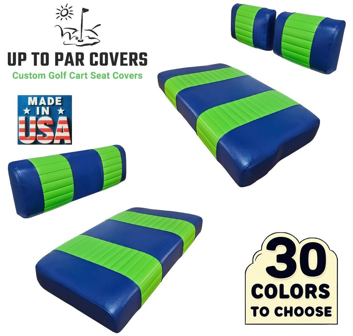 E-Z-GO Marathon "STAPLE ON " Golf Cart Seat Cover With Matching Rear Seat Cover