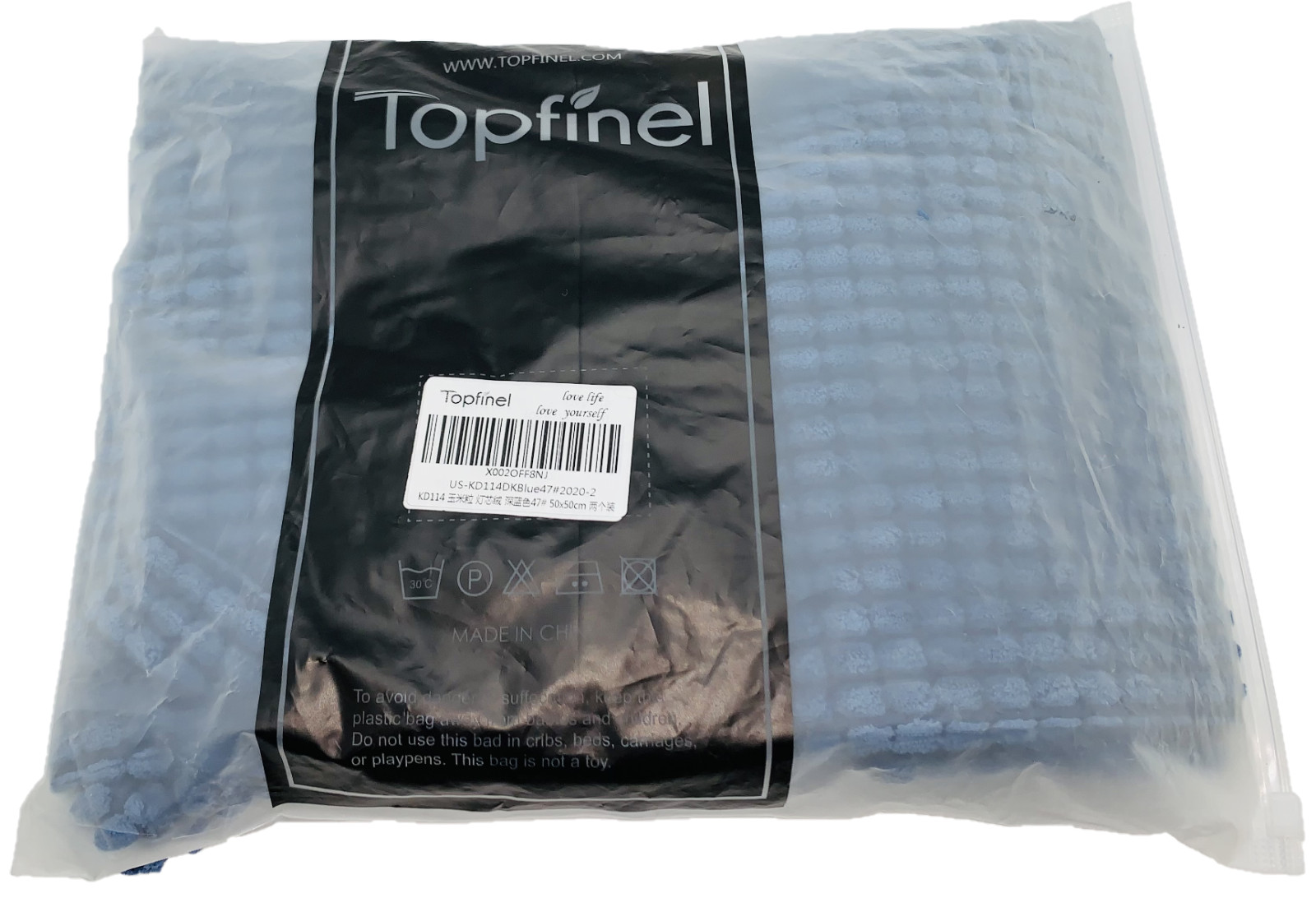 Topfinel 2 Corduroy Decorative Pillowcase Cushion Cover Regular Grains Dark Blue