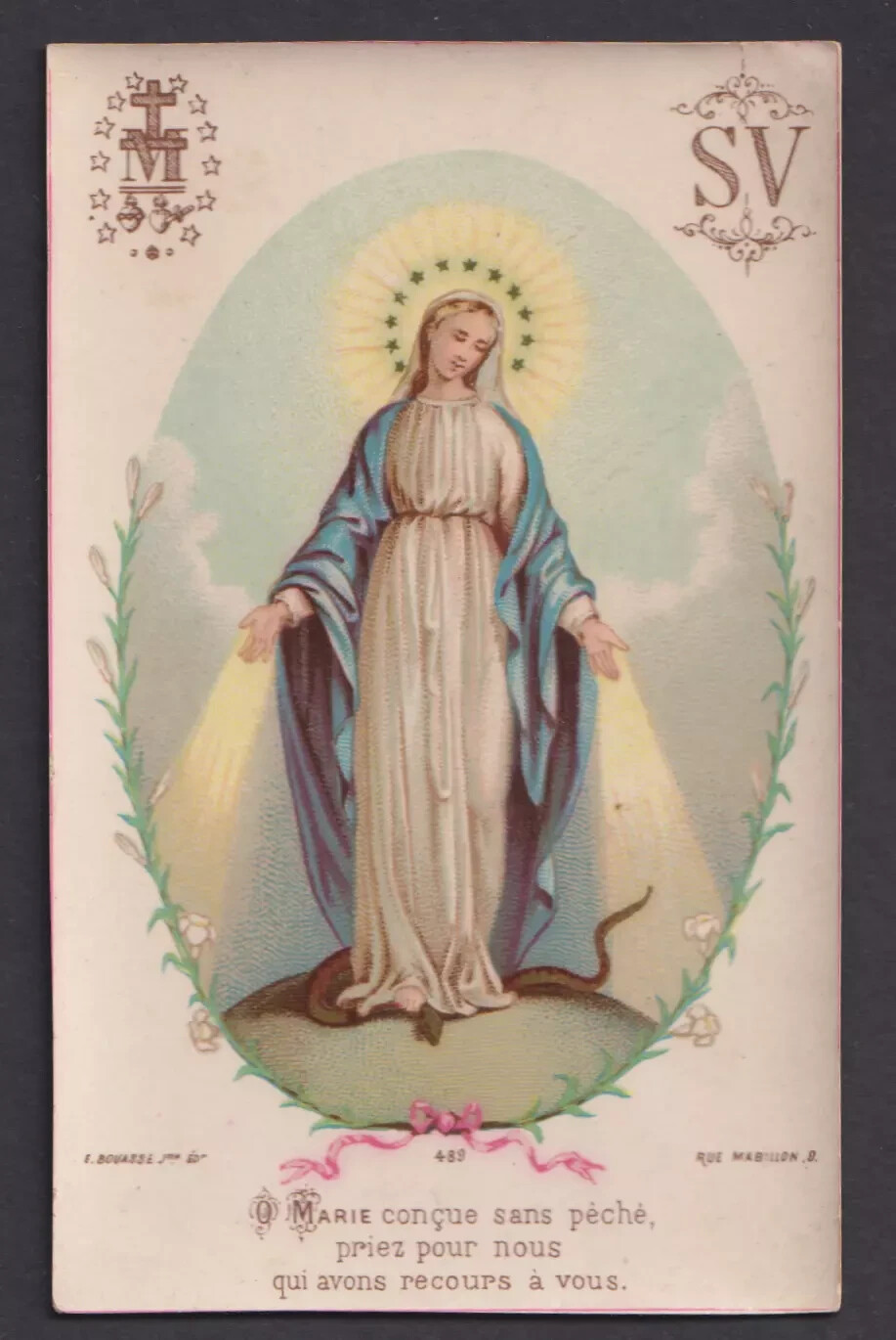 Holy card antique de la Virgin Milagrosa image pieuse santino estampa