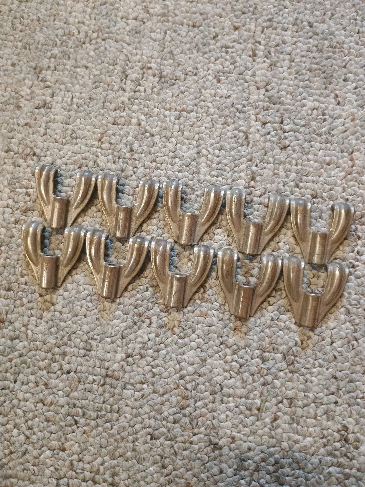 (10) VINTAGE LUDWIG LEEDY MARCHING PARADE DRUM DOUBLE CLAW HOOKS-NICKEL-VG!