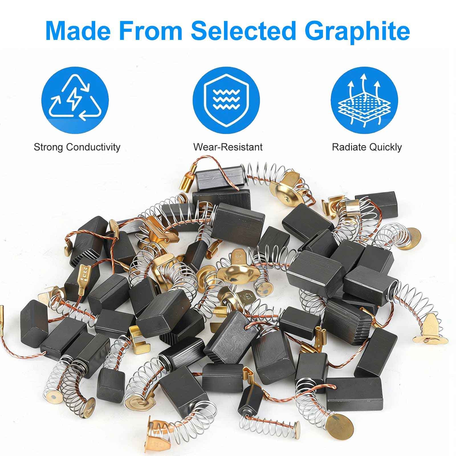 144PCS 18 Sizes Carbon Brushes Electric Motor Brush Set for Power Tools Repair