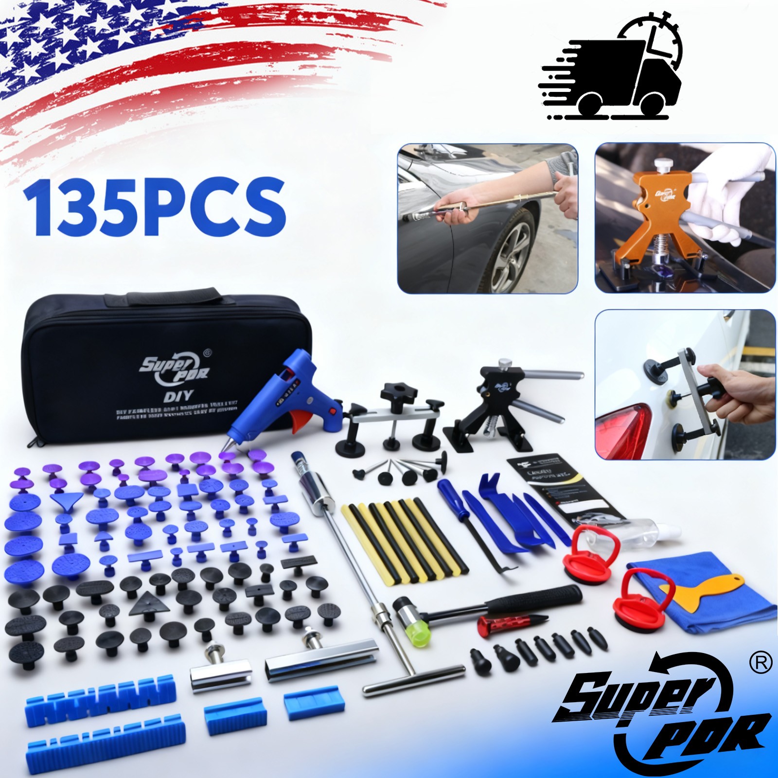 PDR Car Body Dent Puller Bridge Lifter Tool Paintless Hail Remover Repair Kit