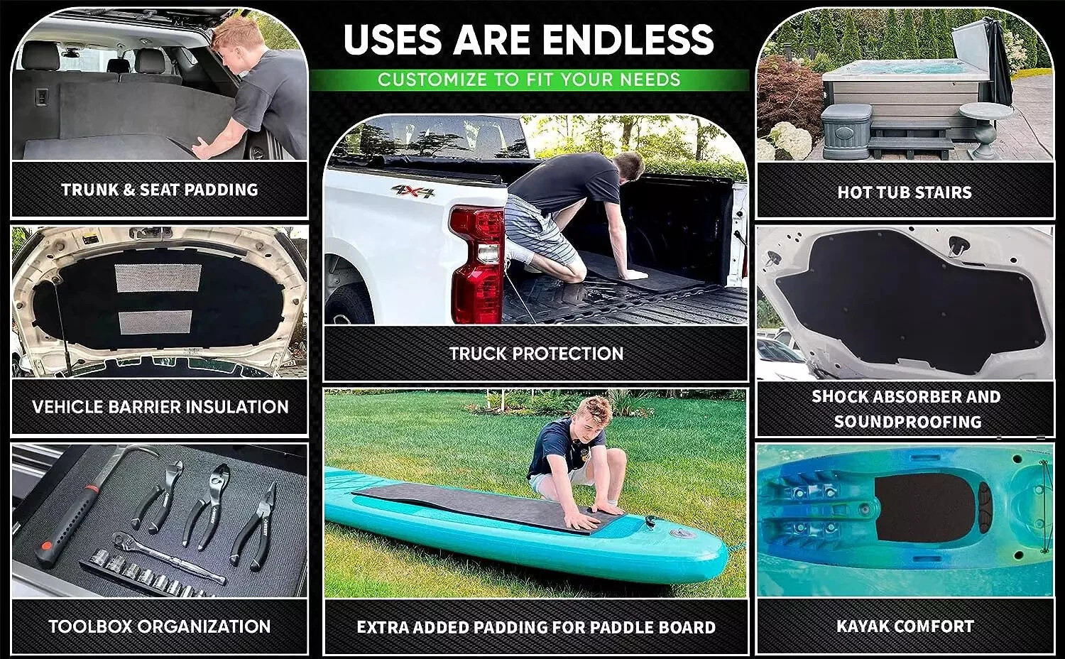 DIY Black Foam Sheet Self Adhesive Rubber Padding Neoprene Sponge Rubber Mat