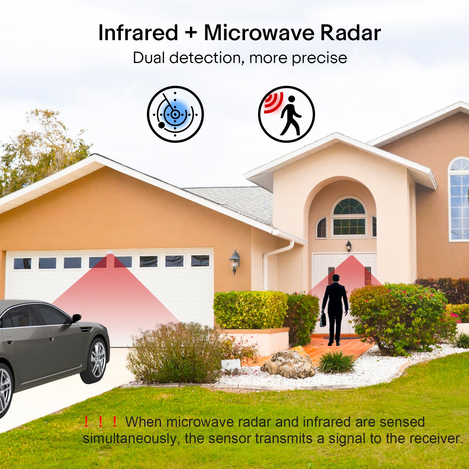 Home Security Driveway Alarm Long Detecting Range Motion Sensor Bell Waterproof