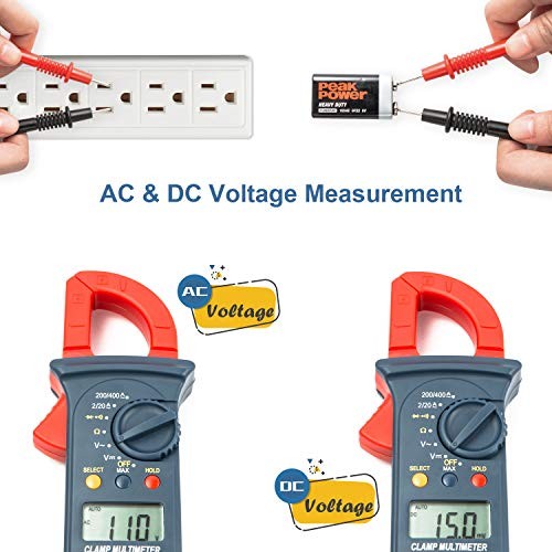 Digital Clamp Meter 2000 Counts, Multimeter Amp Meter with Auto Ranging; Small