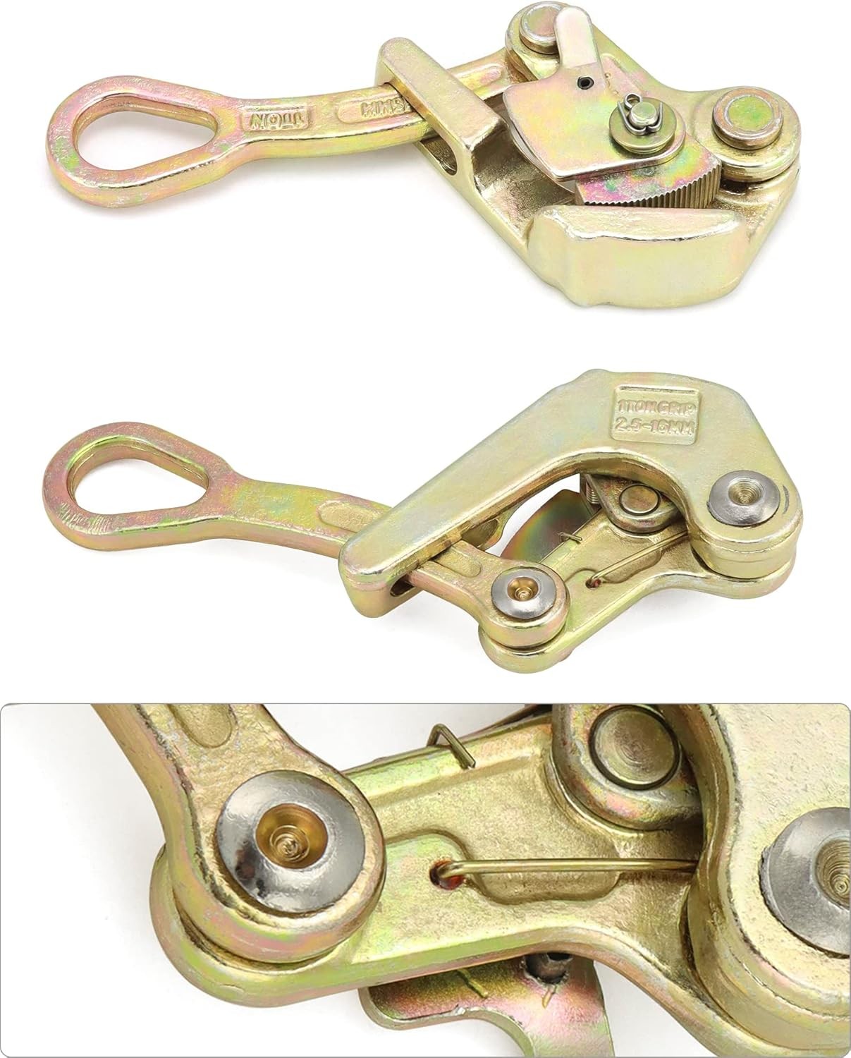 QWORK 2 Pack 1 T Cable Grip Wire Grip Steel Rope Jaw Puller for Wire Rope, Pulli