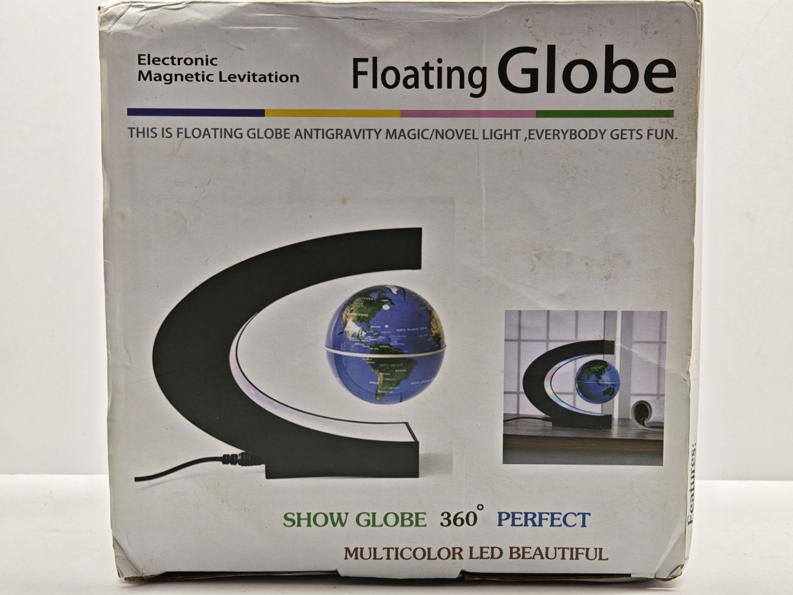 Floating Globe w/ Led Lights | C Shape Magnetic Levitation Floating Globe |Black