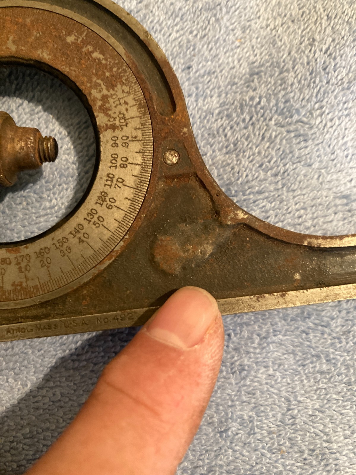 VINTAGE LS STARRETT 492 PROTRACTOR & RULER BUBBLE LEVEL MACHINIST TOOLS READ