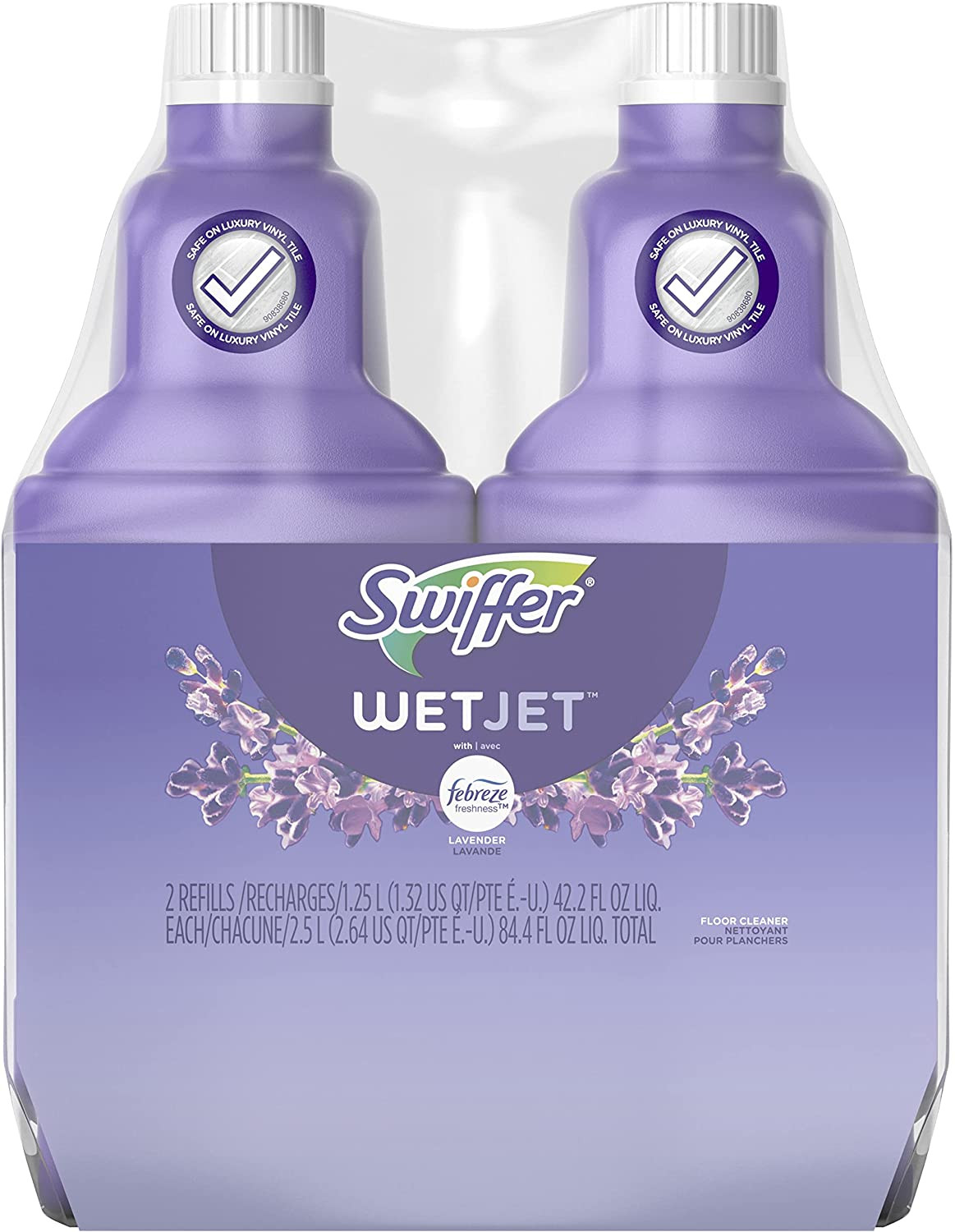 Swiffer WetJet Multi-Purpose Floor Cleaner with Febreze, Lavender, 2-Pack