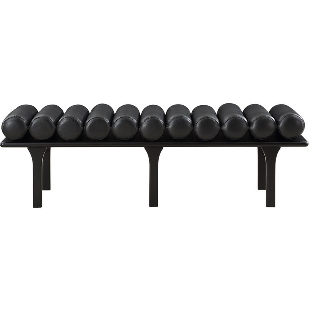 Maklaine Modern / Contemporary Black Vegan Faux Leather Bench