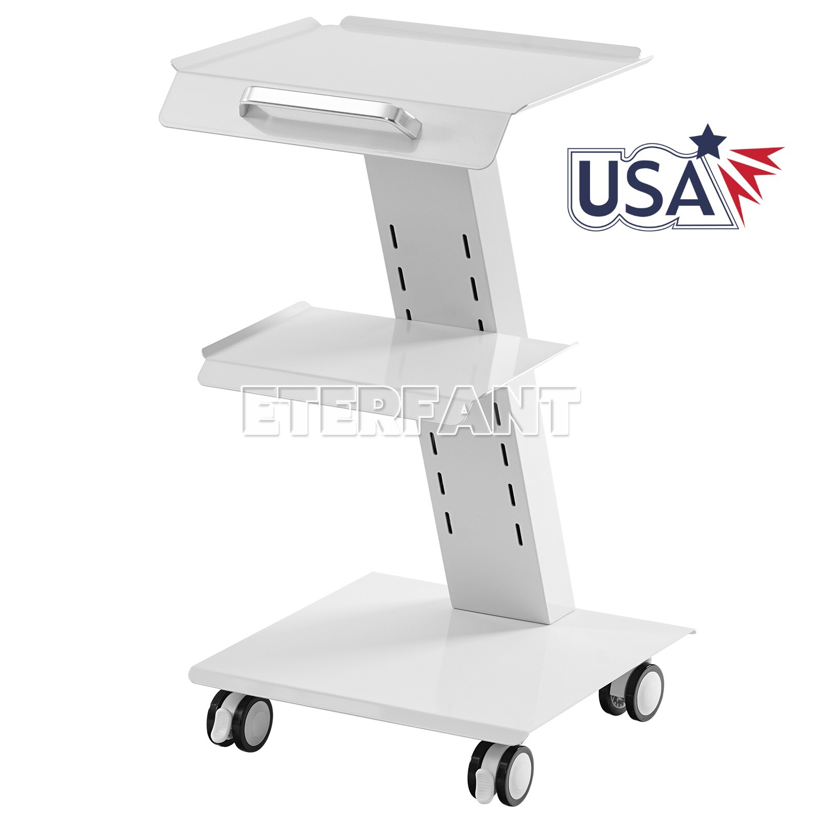 Mobile 3 Layer Medical Tool Cart Dental Trolley Instrument Cart+Socket+4 Casters