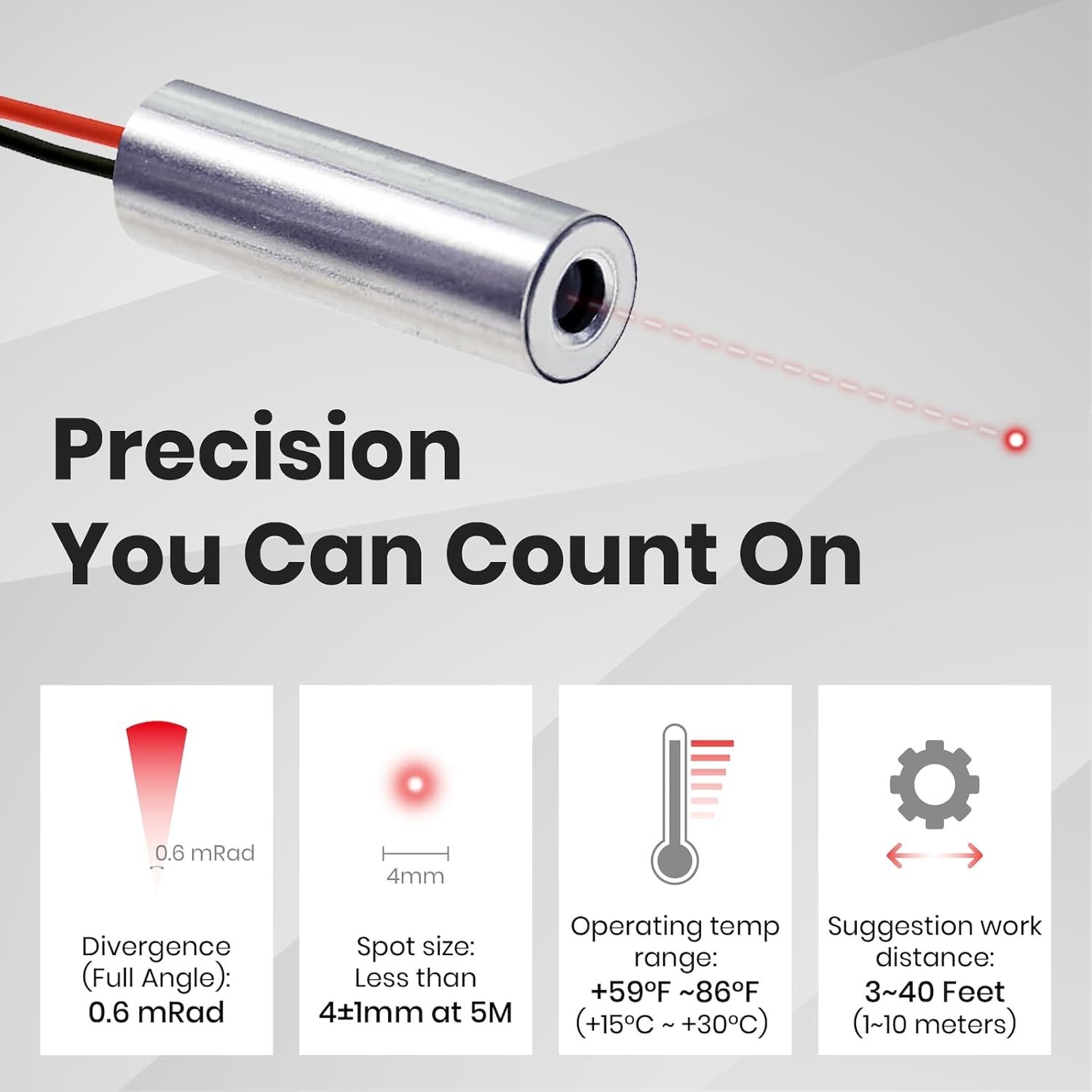 Compact Red Dot Laser Module Class 3R - Energy Efficient, Indoor Optimization