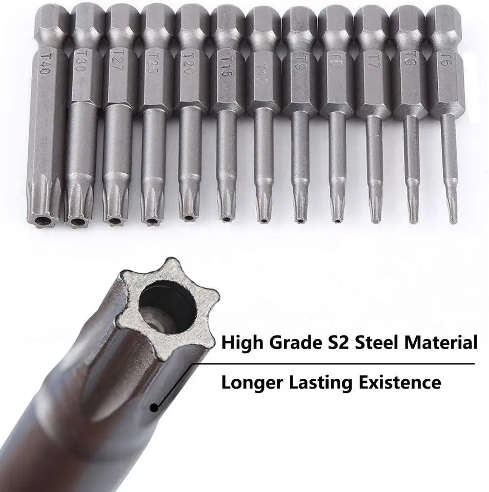 Security Torx Bit Set + Hex Key Allen Bit Set - For Power Drill & Impact Driver