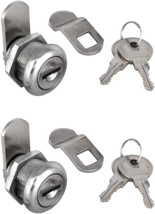 2 Pcs Cabinet Cam Lock Keyed Alike Tool Box Locks 5/8" Cylinder for Truck Pickup