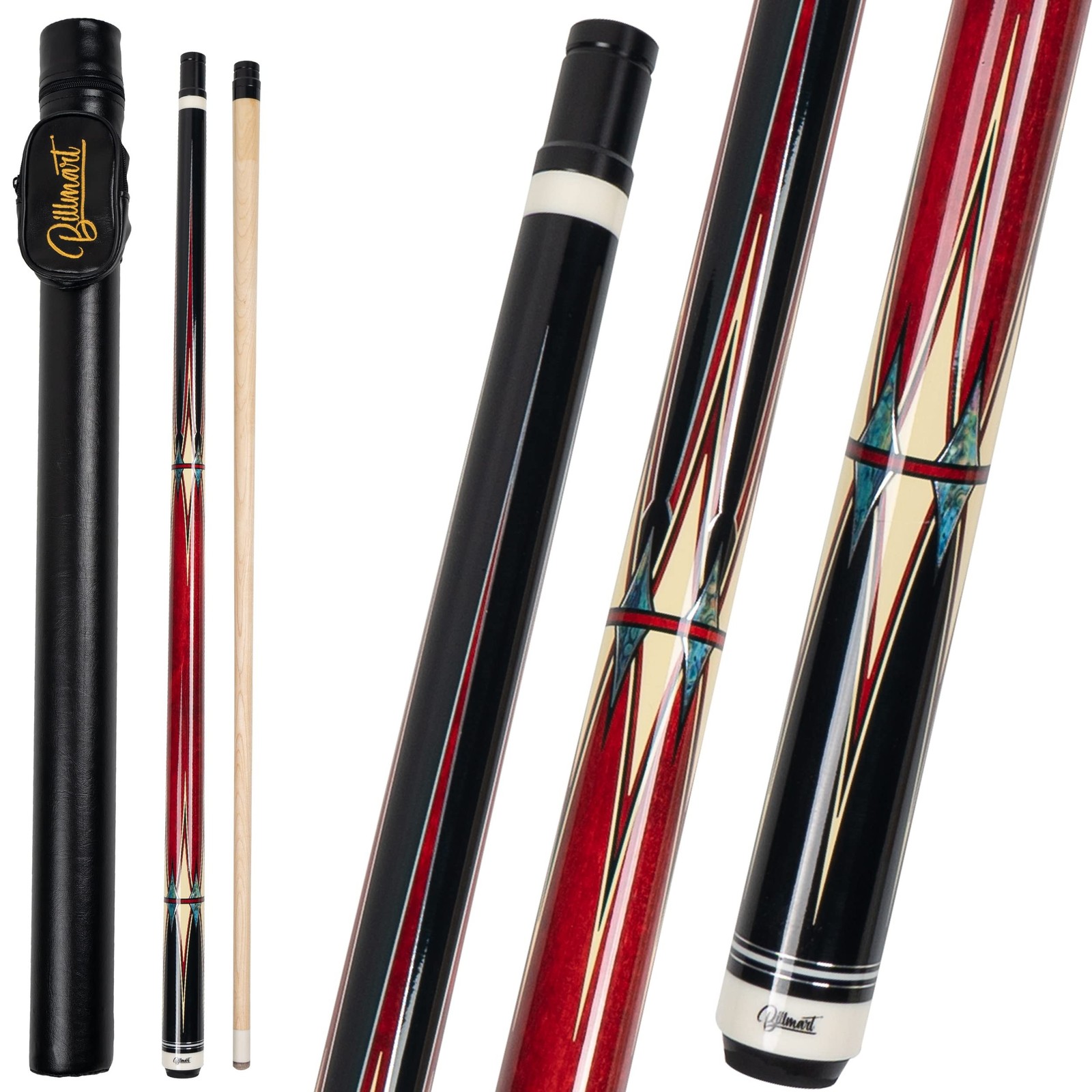 Pool Cue Stick, Billiard Cue Sticks with Hard Case, 2-Pieces 58" Pool Table S...