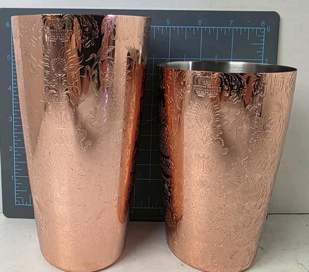 Absolut Elyx Vodka Copper Demask Shaker 2 Piece Set With Love